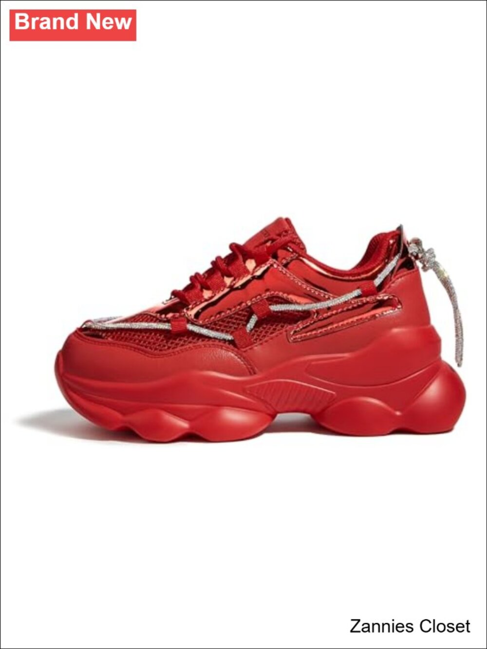 ✨ LUCKY STEP Women's Chunky Rhinestone Rope Platform Sneakers Dad Rave Walking